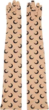 Marine Serre Beige Regenerated All Over Moon Gloves In Ta10 Tan
