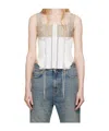Marine Serre Beige Regenerated Striped Poplin Bustier Top