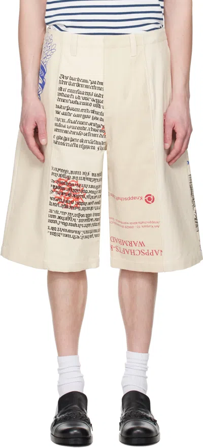 Marine Serre Beige Regenerated Tote Bags Cargo Shorts In Brown