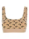 Marine Serre Beige Top With All-over Crescent Moon Print In Tech Fabric Woman
