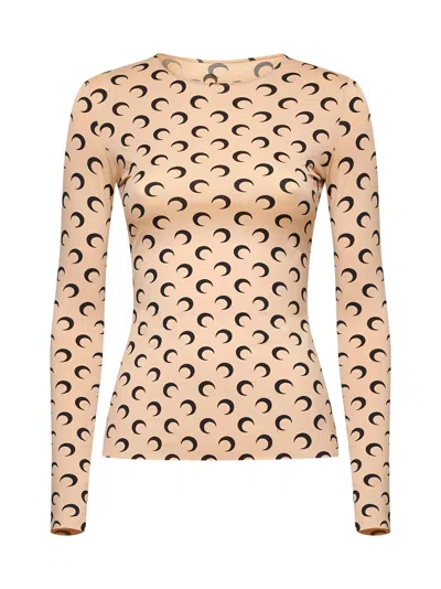 MARINE SERRE BEIGE TOP WITH CRESCENT MOON PRINT