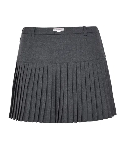 Marine Serre Moon Diamond Jacquard Tailoring Pleated Skirt In Grey