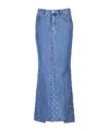 Marine Serre Crescent-moon-print Maxi Skirt In Blue