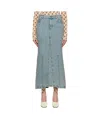 Marine Serre Blue Moon Laser Denim Maxi Skirt In Gray