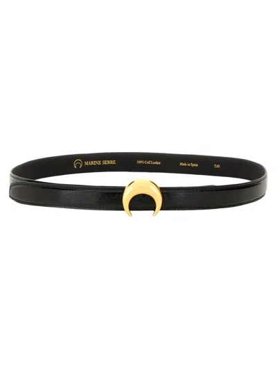Marine Serre Belt With Buckle Moon In Black