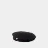 Marine Serre Wool Baker Boy Cap In Black