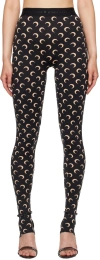 Marine Serre Black Recycled Jersey Moon Stirrup Leggings In It99 Inverse Tan