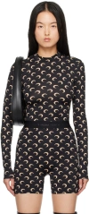 Marine Serre Black All Over Moon Second Skin Turtleneck In It99