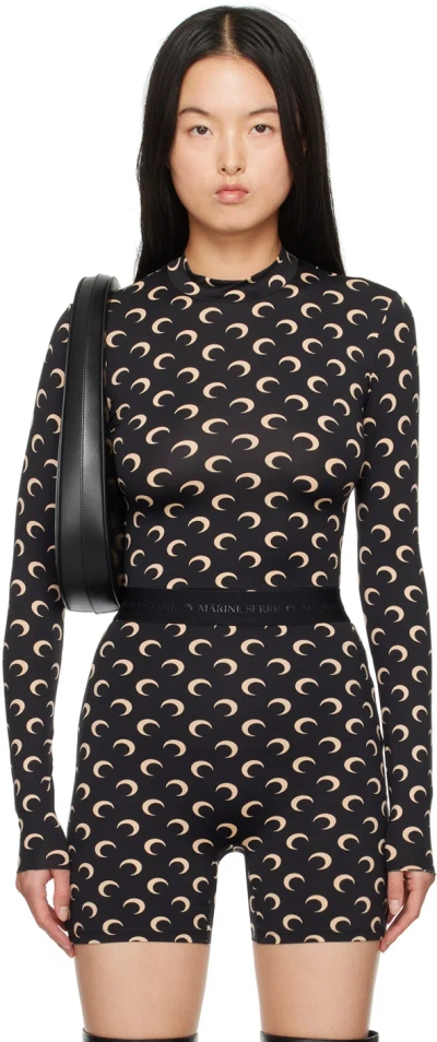 Marine Serre Black All Over Moon Second Skin Turtleneck In It99