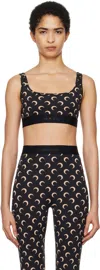 Marine Serre Black & Beige Moon Printed Jersey Sport Bra In It99 Inverse Tan