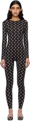 Marine Serre Black Recycled Moon Strass Jersey Catsuit In It99 Inverse Tan