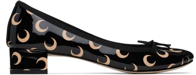 MARINE SERRE BLACK & BEIGE REPETTO EDITION CAMILLE MOON PRINTED LEATHER HEELS