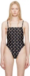 Marine Serre Black & Tan Jersey One Piece Swimsuit