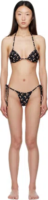 Marine Serre Black & Tan Swimwear Jersey Bikini