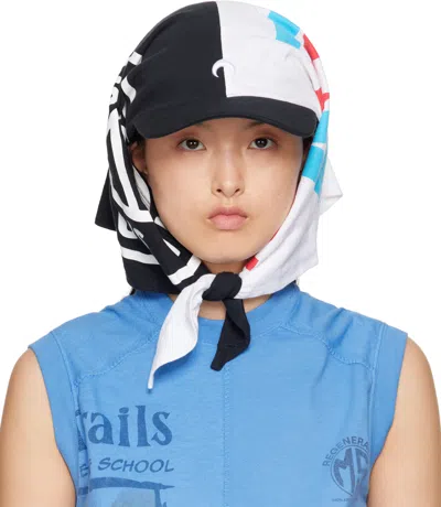 Marine Serre Black & White Regenerated Graphic T-shirts Veiled Cap In Bk99 Black