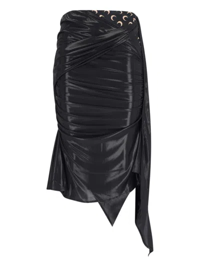 Marine Serre Black Asymmetrical Midi Skirt