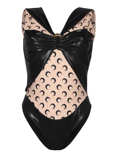 MARINE SERRE BLACK BEIGE BODYSUIT