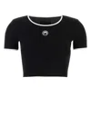 Marine Serre Ribbed Jersey Cropped Top Featuring Moon Logo In Black