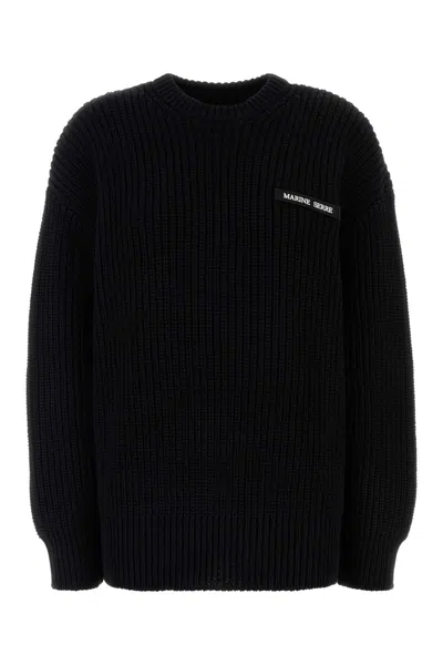 MARINE SERRE BLACK COTTON OVERSIZE SWEATER