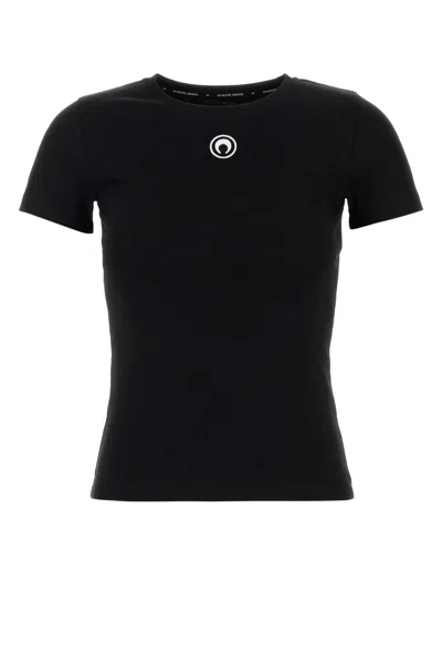 MARINE SERRE BLACK COTTON T-SHIRT