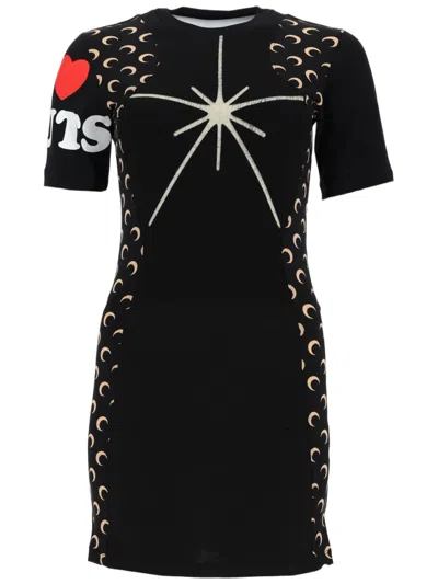 Marine Serre Black Crescent Moon Cotton Mini Dress