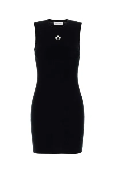 MARINE SERRE BLACK CRESCENT MOON-DETAIL MINI DRESS