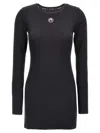 Marine Serre Fitted Black Mini Dress With Long Sleeves And Round Neckline In Black