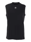 Marine Serre Black Crewneck Sleeveless Top With Logo Embroidery On The Front And Logo Patch On The R In Black