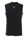 Marine Serre Black Crewneck Sleeveless Top With Logo Embroidery On The Front And Logo Patch On The R In Black