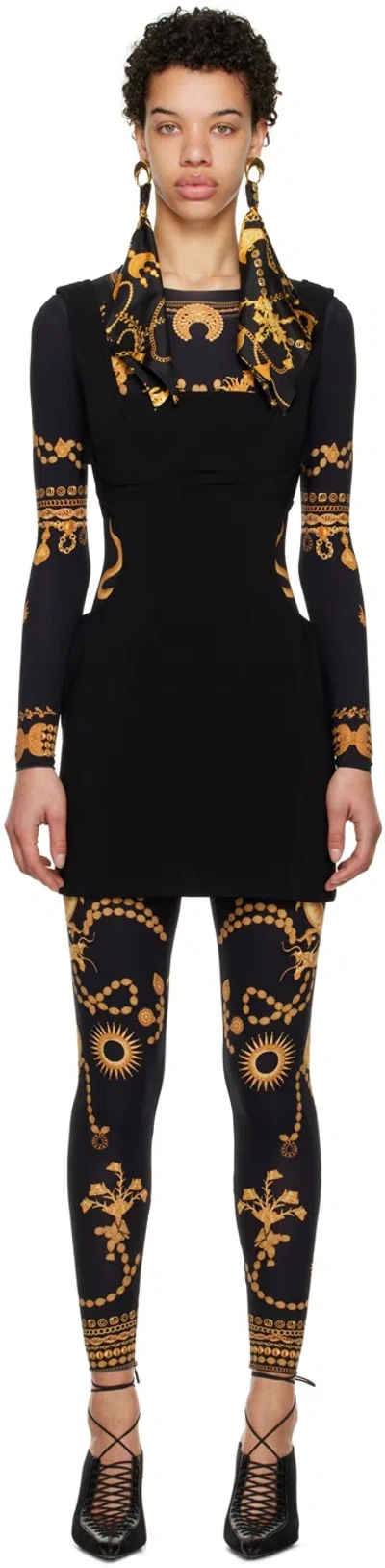 Marine Serre Black Cutout Minidress In 00 Black