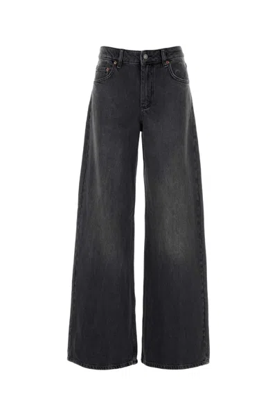 Marine Serre Black Denim Wide-leg Jeans In Gray