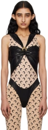Marine Serre Draped Viscose Bodysuit In Bk99 Black