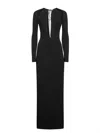 Marine Serre Draped Jersey Ls Long Dress In Black