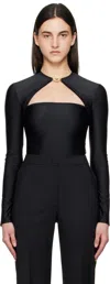 Marine Serre Black Draped Jersey Open Neck T-shirt In Bk99 Black