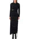 Marine Serre Black Draped Midi Dress