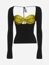 Marine Serre Black Draped Top With Silk Insert