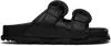 Marine Serre Embossed Leather Ms Ground Logo Embossed Slippers In Bk99 Black