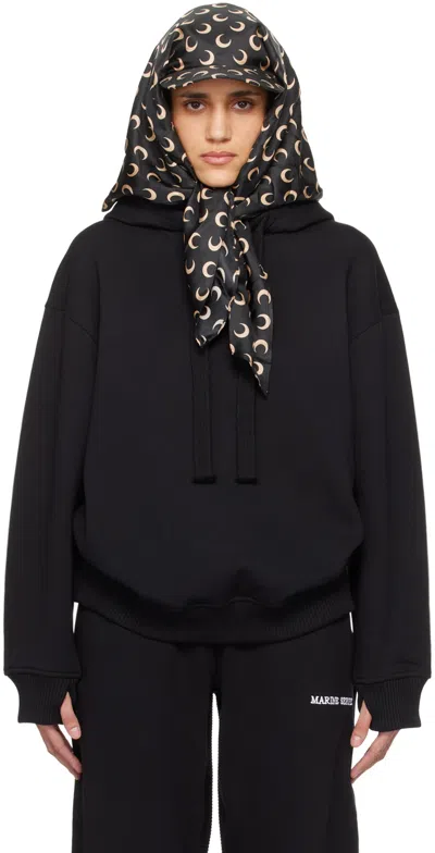 Marine Serre Black Embroidered Hoodie In Bk99 Black