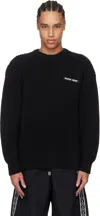 Marine Serre Black Half Cardigan Knit Crewneck Sweater In Bk99 Black