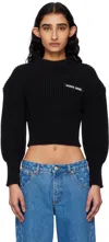 Marine Serre Half Cardigan Knit Sailor Sweater In Bk99 Black
