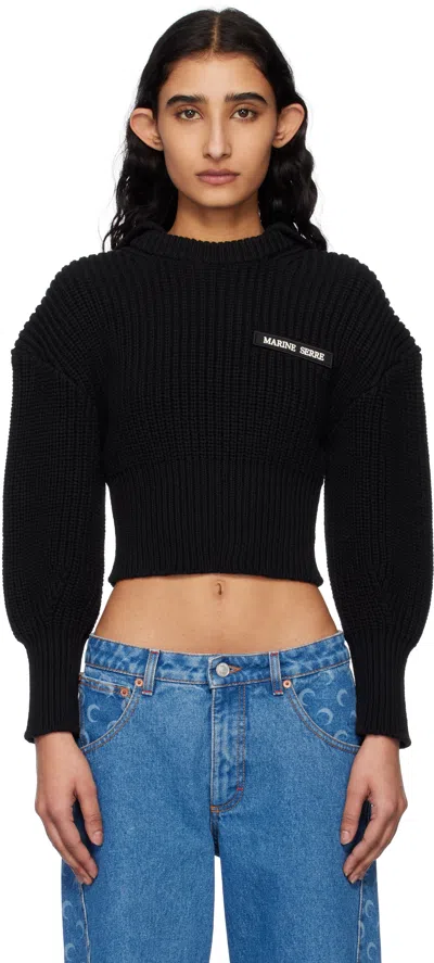 MARINE SERRE BLACK HALF CARDIGAN KNIT SAILOR SWEATER