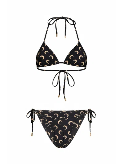 Marine Serre Black Jersey Moon Bikini In Sand
