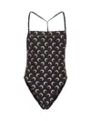 Marine Serre Black Jersey Moon One-piece Swimsuit In Multi