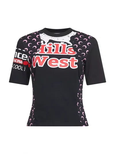 Marine Serre Black Jersey Regenerated Graphic Baby-fit T-shirt