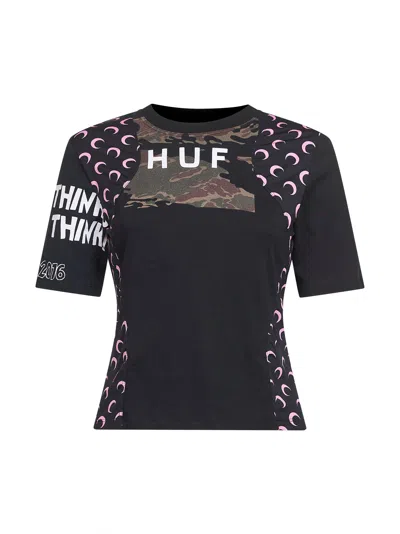 Marine Serre Black Jersey Regenerated Graphic Baby-fit T-shirt