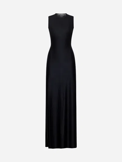 Marine Serre Draped Jersey Maxi Dress In Black