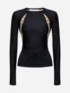 Marine Serre Logo Printed Long Sleeved Panelled Blouse In Black