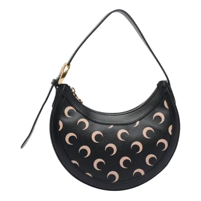 Marine Serre Black Leather Shoulder Bag