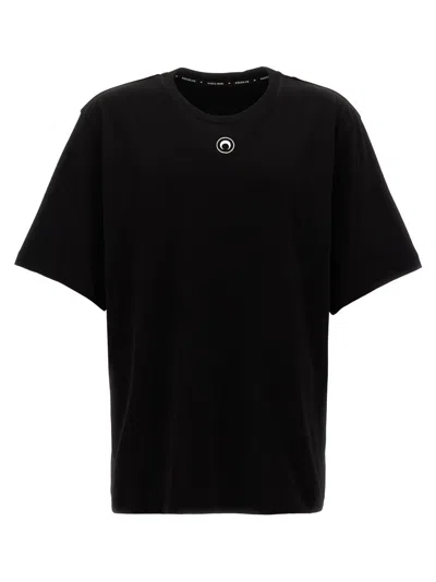 Marine Serre Logo Crew Neck T-shirt In Black