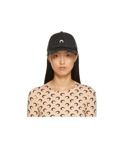 MARINE SERRE BLACK LOGO LOGO EMBROIDERED BASEBALL CAP